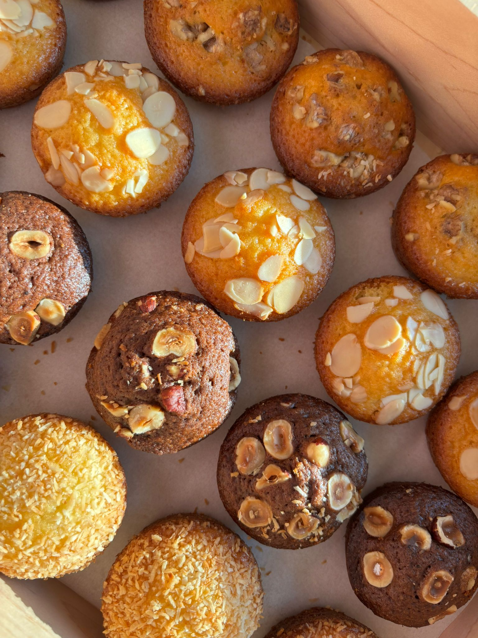 almond, coconut, hazelnut cupcakes bag of 6